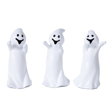 Homeroots Set of Three White Polyresin Halloween Ghost Figurines, 3PK 634132