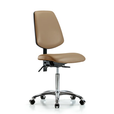 Blue Ridge Ergonomics Bench Chair, Vinyl, Med, Bk, Cast, Taupe, No Arms, 22" to 29" Height, Taupe BR-VMBCH-MB-CR-T1-A0-NF-CC-8584