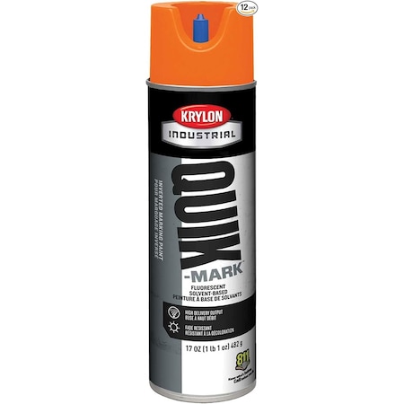 Krylon Industrial Quik-Mark SB Inverted Marking Paint Fluorescent Red/Orange AT3701