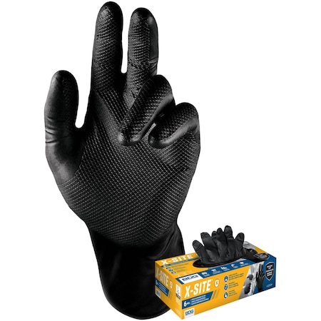 Bdg 99-1-6000B, Disposable Gloves, 6 mil Palm, Nitrile, Powder-Free, L, 50 PK, Black 99-1-6000B-L