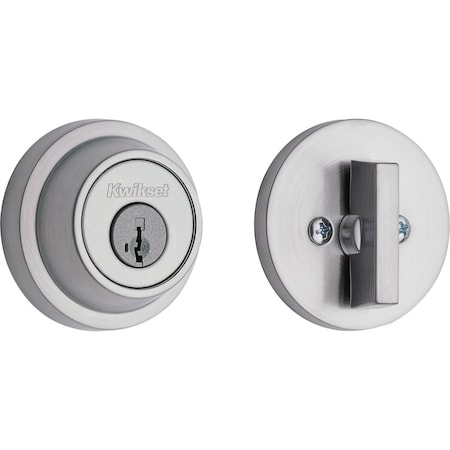 Kwikset Single Cylinder Round Deadbolt SmartKey with RCAL Latch and Dual RCS and 5303 Full Lip Strike K3 660RDT-26DS.DS
