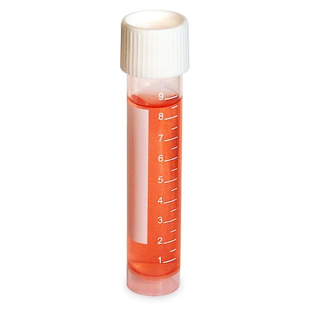 Globe Scientific TransportTube, 10mL, Attached White Screwcap, PP, Self-Standing, Printed Graduations, STRL, 20/bg, 25PK 163238SGL