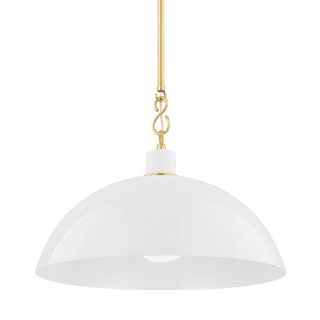 Mitzi Zio & Sons X Camille 1 Light Pendant 12 In. Aged Brass/Glossy White H769701L-AGB/GWH
