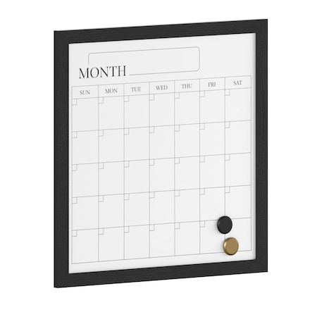 Martha Stewart Everette 18in. x 18in. Magnetic Calendar Dry Erase Board w/Blk Frame, w/Dry Erase Mrkr and 2 Mgnts BR-PM-MWP-4545-BK-MS