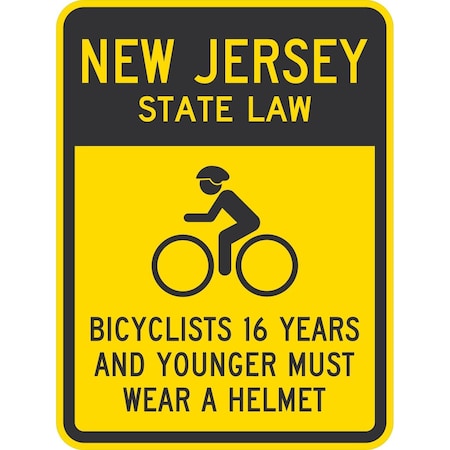 Lyle Bicyclists 16 Years And Younger Must Wear A Helmet (Cyc, 18x24, High Intensity Prismatic, Yellow G-10788-HI_18x24