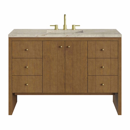 James Martin Vanities Hudson 48" Single Vanity, Honey Oak w/ 3 CM Tajnar Eclos Top w/FreePower Wireless Charger 435-V48-HNO-FTJR