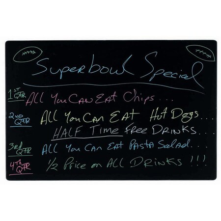 Aarco Radius Design Neon Marker Board, Black Neon Marker Board w/ Radius Corners Trimmed, 24''Hx36''W RB2436