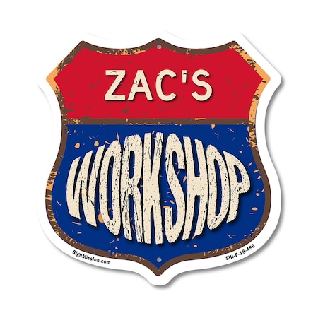Signmission Zac's Workshop, 18 Inch X 18 Inch, Plastic Sign SHI-P-18-489-ZAC