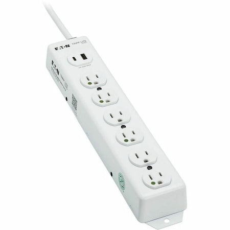 Tripp Lite Power Strip, Hospital Grade, USB, 6 5-15R-HG, 5-15P-HG, 1.5 ft., White PS-602-HGUSB
