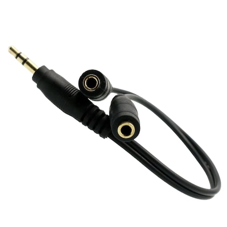 Sanoxy 6in 1 Male to 2 Female Gold Plated 3.5mm Audio Y Splitter Headphone Cable Black SNX-CABLE125