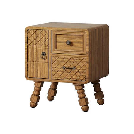 Homeroots 19in Sepia Solid Wood Console Accent Cabinet With Single Door And Two Drawers 712211