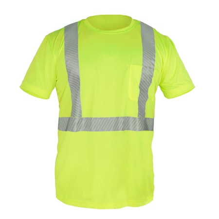 Ironwear Class 2 Hi Vis Short Sleeve Safety Shirt with Reflective Tape, Lime, Medium 1850-L-MD