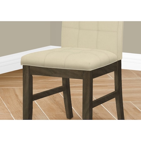 Monarch Specialties Dining Chair, 37'' Height, Upholstered, Cream Fabric, Grey Solid Wood, Transitional, 2PK I 1376
