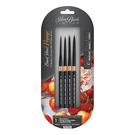 Silver Brush Black Velvet Voyage Brushes, 4-Piece Set WC-3124ST