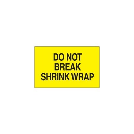 Bubblefast 3 x 5'' - ''Do Not Break Shrink Wrap'' Fluorescent Yellow Labels BFDL2181