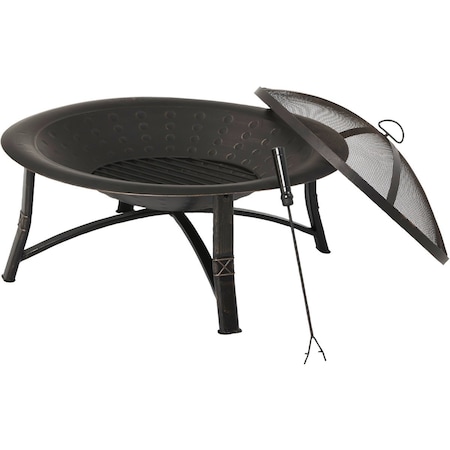 Outdoor Expressions 35'' Antique Bronze Round Steel Fire Pit FT-21039