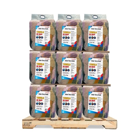 Supremeplus New Color Terry Towel Cleaning Rags, 1000 lbs. Pallet, 40 x 25 lbs. Bags, 40PK SP-1933