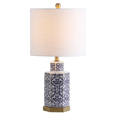 Jonathan Y Diana 23.5" Ginger Jar Ceramic/Metal LED Table Lamp, Blue/White JYL3050A