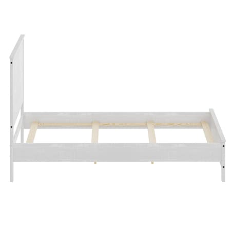 Homeroots White Shiplap Texture Distressed Solid Wood Queen Bed Frame 490280