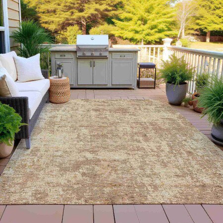 Homeroots 3' X 5' Taupe And Beige Abstract Washable Indoor Outdoor Area Rug 630549