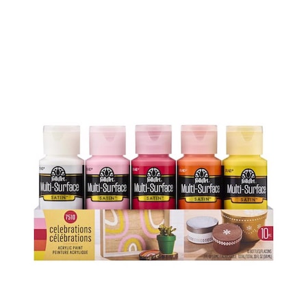 Folkart Multi-Surface Satin Assorted Water-Based Acrylic Paint Set Exterior and Interior 10 pc 7510
