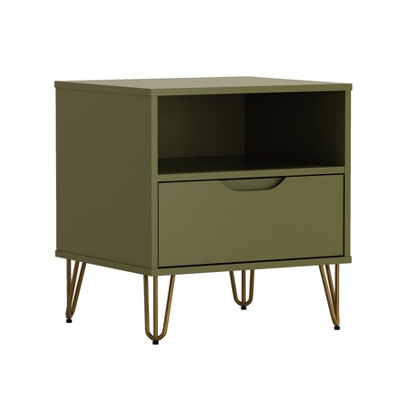Manhattan Comfort Avira 20 in Nightstand in Olive Green (1-Drawer) NS1720-OG