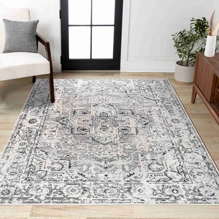 Jonathan Y Denia Ornate Geometric Medallion Dark Gray 8 ft. x 10 ft. Area Rug BMF110A-8