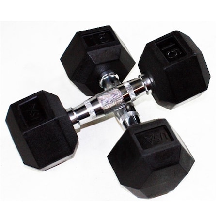 Troy Barbell 50 lbs 6-Sided Rubber Hex Dumbbell, Black HD-050R
