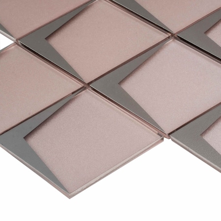 Apollo Tile Solace 12x9 Pink Metallic Silver Glass Mosaic Diamond Wall Tile (3.91 sq ft/case), 5PK APLSTR8802A