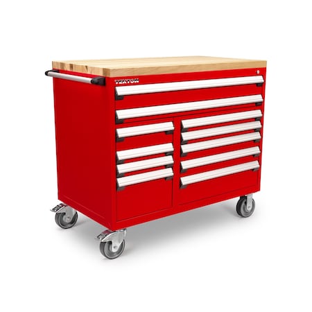 Tekton Rolling Tool Cabinet, 11 Drawer, Red, Steel, 48 in W x 27 in D x 41-1/2 in H OCL43202LWT