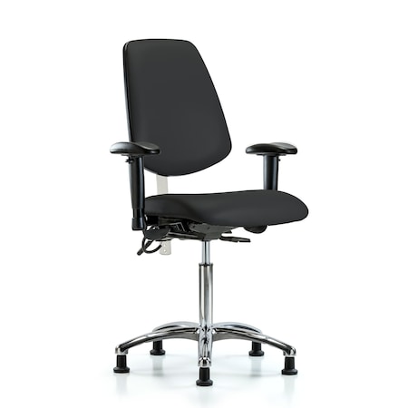 Blue Ridge Ergonomics Vin Med Ben Chair, Med, Bk, Blk, CL100/ESD, Adjustable Arms, 22" to 29" Height, Black BR-NECR-VMBCH-MB-CR-T0-A1-NF-EG-ESDBLK