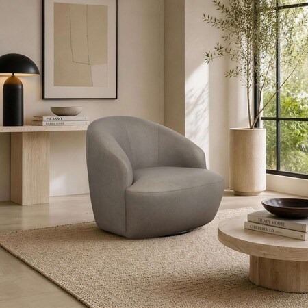 Manhattan Comfort Lukas Upholstered Swivel Accent Chair in Taupe AC1631-TP