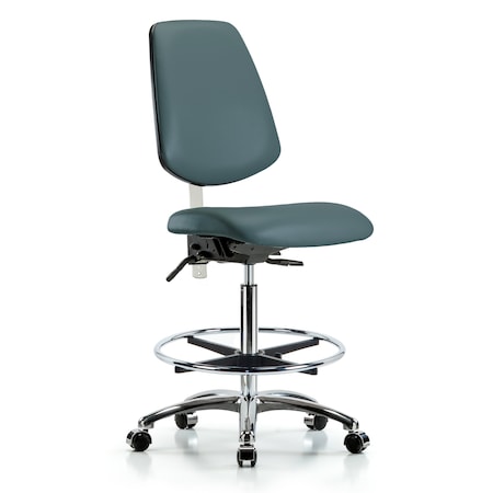 Blue Ridge Ergonomics Clean Room Chair Vin Hi Ben Chair, Med, Bk, Blu, CL100, No Arms, 26" to 35-1/2" Height, Vinyl BR-NCR-VHBCH-MB-CR-T1-A0-CF-CC-8546