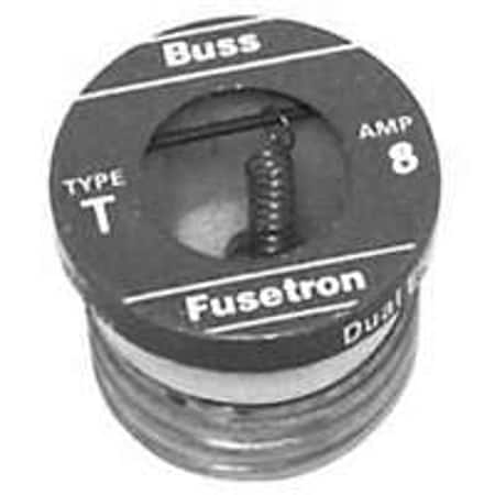 Eaton Bussmann BP/T-8 Plug Fuse, 8 A, 125 V, 10 kA Interrupt, Plastic Body, Low Voltage, Time Delay Fuse BP-T-8