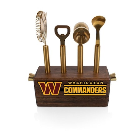 Picnic Time Family Of Brands NFL Washington Commanders Sidecar 5-Piece Bar Tool Set, (Acacia Wood) 672-05-508-377-2