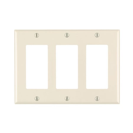 Leviton Decora Wallplate, Standard Size, Gang 3, Light Almond 80411-T
