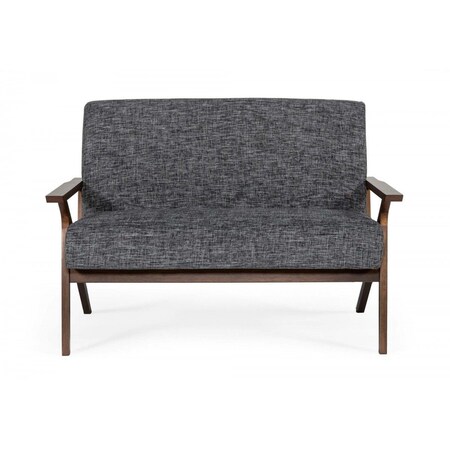 Homeroots 44in Gray And Brown Loveseat 480886