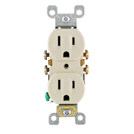 Leviton Residential Grade Duplex Receptacle, 15 Amp, 125 Volt, Light Almond 5320-ST