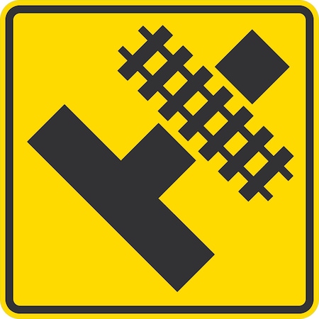 Lyle W10-3, Side Road With Tracks Symbol, 36x36, High Intensity Prismatic, Yellow G-16375-HI_36x36