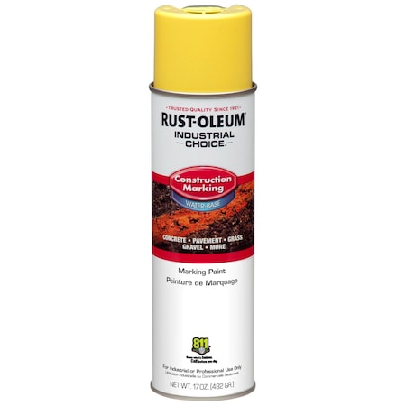 Rust-Oleum Construction Marking Paint, 17 oz., High Visibility Yellow, Water -Based 264695