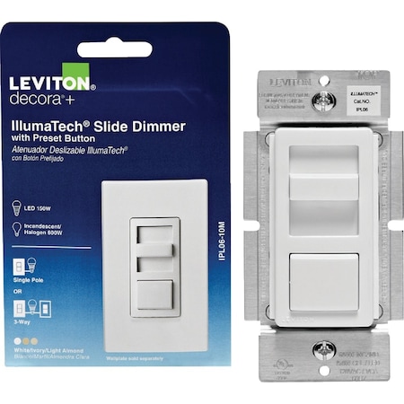 Leviton Decora CFL/LED White/Ivory/Light Almond Color Change Kit Slide Dimmer Switch R60-IPL06-10M