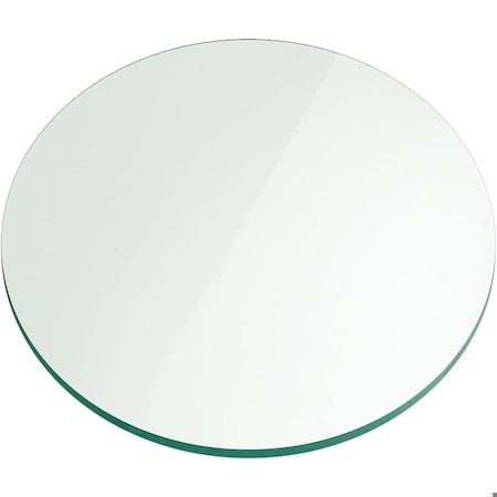 Fab Glass And Mirror 45in Round 1/4in in Thick Tempered Flat Edge Polished Glass Table Top, Clear, Wall Mirror 45RT6THFLTE