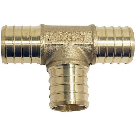 Apollo Valves ApolloPEX Series Pipe Tee, 34 in, Barb, Brass, 200 psi Pressure APXT3410PK