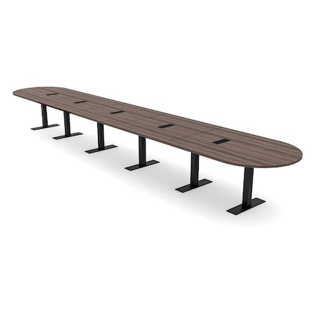 Skutchi Designs 22ft Racetrack Conference Table With Power | Harmony Series | 22 Person Meeting Room Table HAR-RAC-48X264-T.BK-H3041-EBLK