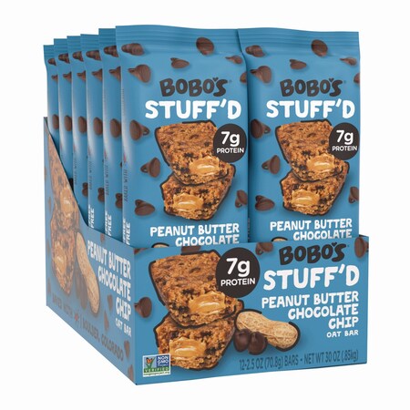 Bobos Stuff'D Peanut Butter and Chocolate Chip Oat Bar, 2.5 oz Bar, 12PK BBO00104