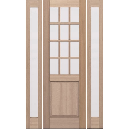 Doornmore G5012, 61.25" x 98" ( 32" Door + 2x12" Side) Right Hand, Mahogany SDL 12 Lite 1/2 Lite Exterior Door G5012-SW-3296-G101-SL_1-2_RI