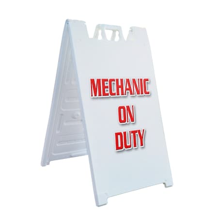 Signmission Mechanic On Duty, A-Frame & 2 Decals Installed, Heavy-Duty Plastic Frame SBHD-D-2436-Mechanic On Duty