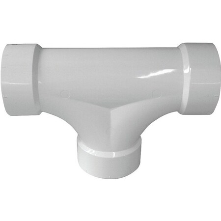 Genova CANPLAS 2Way Cleanout Pipe Tee, 3 in, Hub, PVC, White 193723