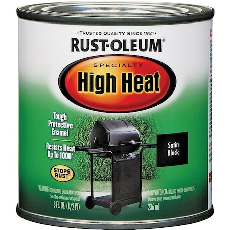 Rust-Oleum Stops Rust Enamel Paint, Oil, Satin, Black, 0.5 pt, Can, 260 to 520 sq-ft/gal Coverage Area 7778730