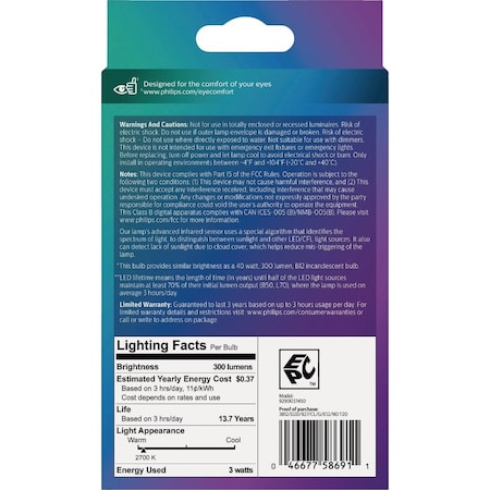 Signify 40W Equivalent Soft White B11 Dusk to Dawn LED Decorative Light Bulb, 2PK 586917